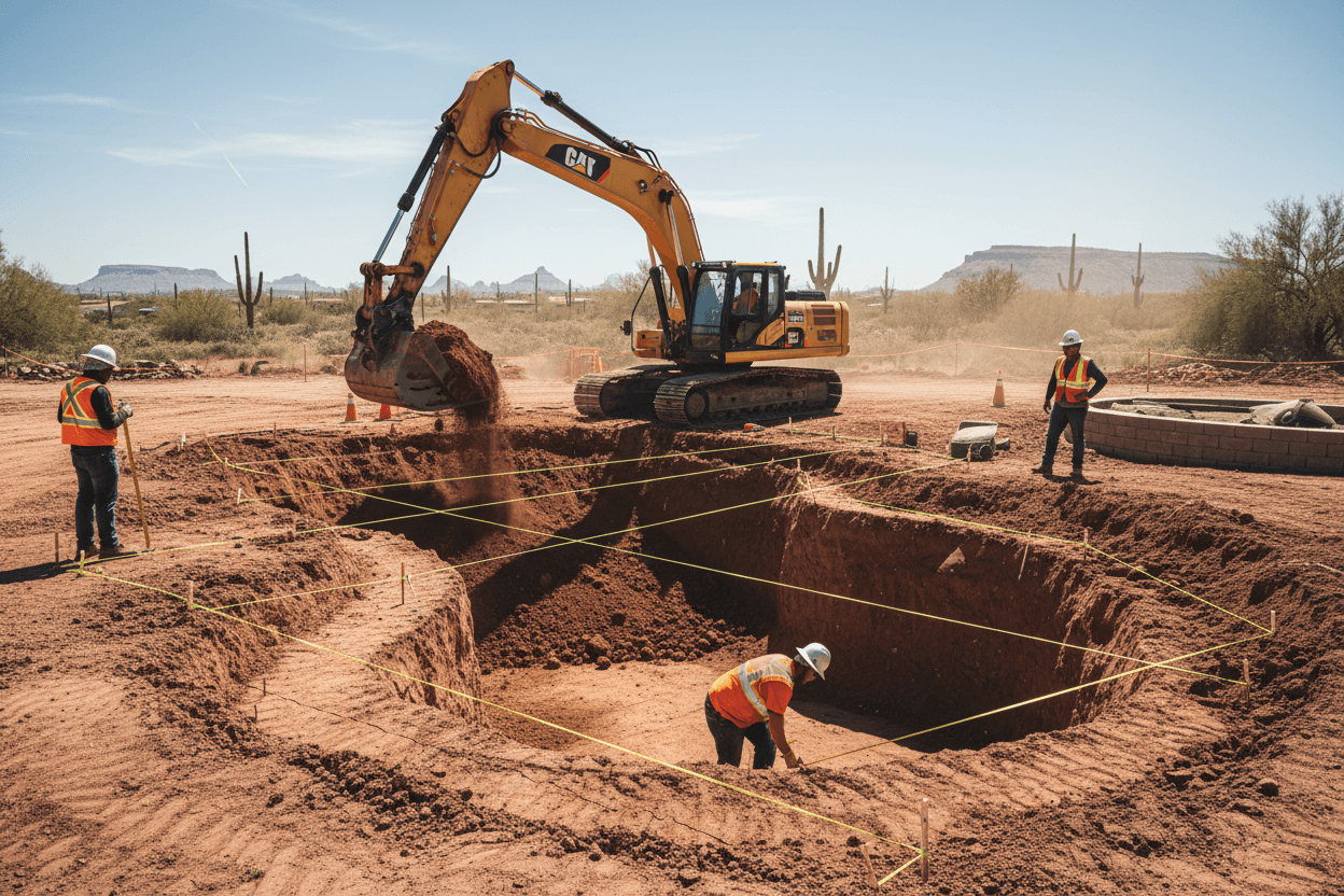 Pool excavation and site preparation phase